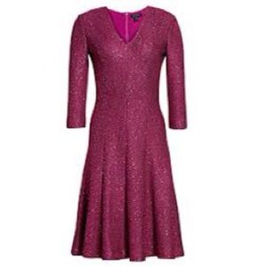 $1795 St. John sequin tweed 3/4 sleeve v neck dress size 8